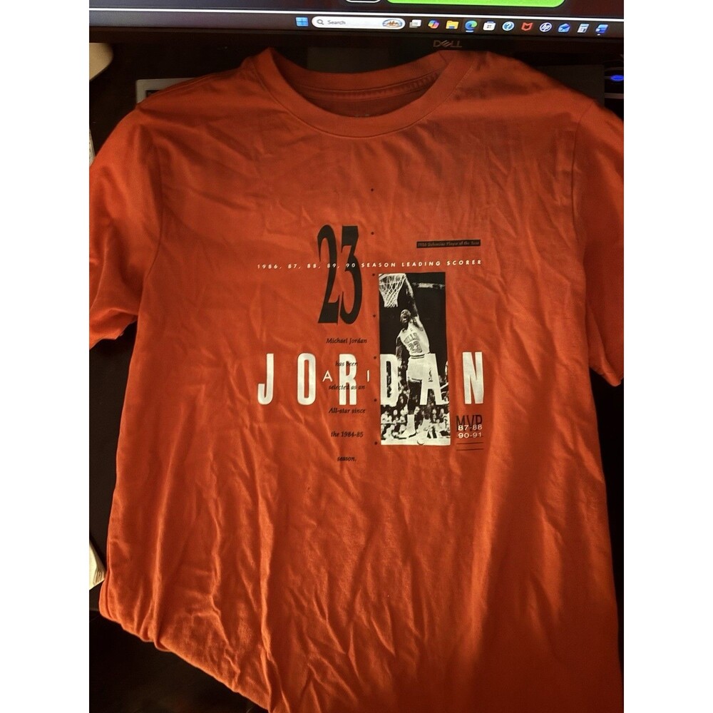 Air Jordan T-Shirt Youth Boys Size XL XLarge 13-15 Yrs Orange Short Sleeve